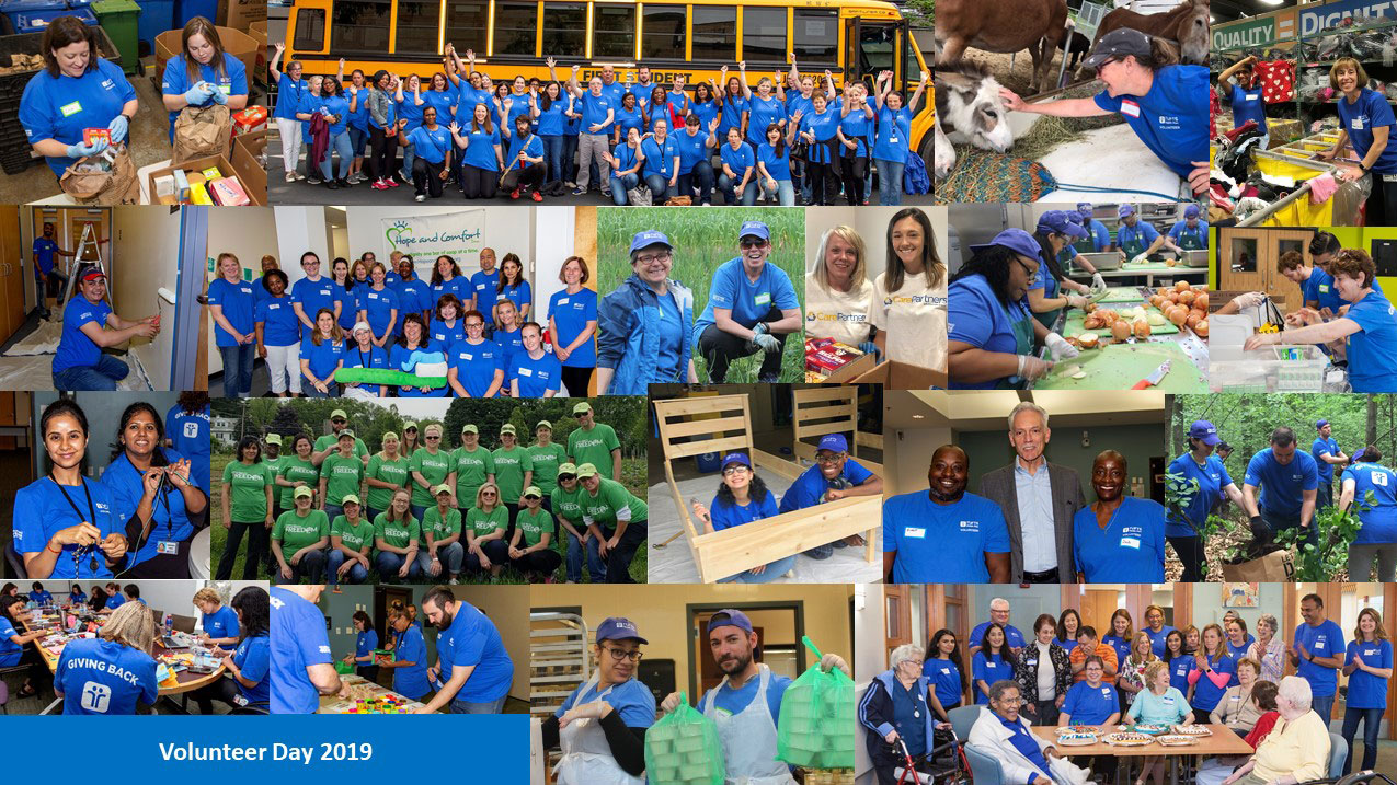 collage of images from Tufts Health Plan's employee volunteer day