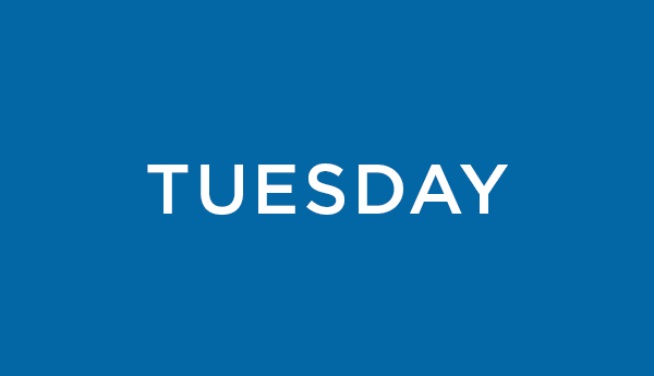 the word tuesday on a blue background